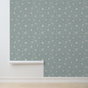 Modern Floral Pattern Sage Green Wallpaper
