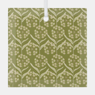 Modern Floral Pattern: White Umbel Flowers Glass Tree Decoration