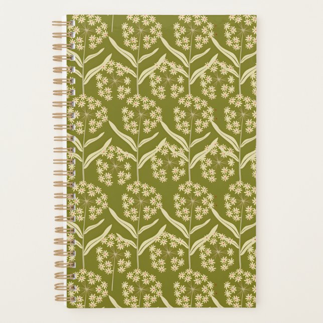 Modern Floral Pattern: White Umbel Flowers Planner (Front)