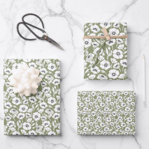 Modern Floral Pattern Wrapping Paper Sheet