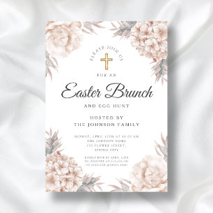 Modern Floral Peonies Religious Easter Brunch Invitation