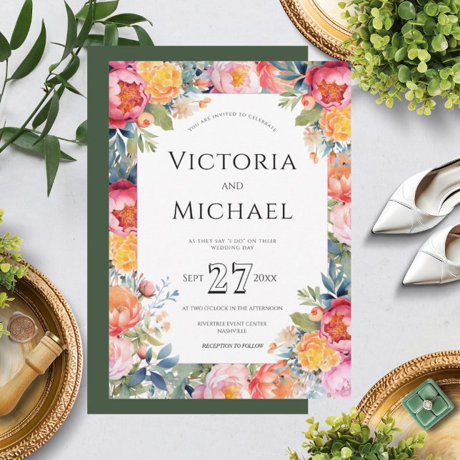 Modern Floral Peony Pink Wedding Template (Creator Uploaded)