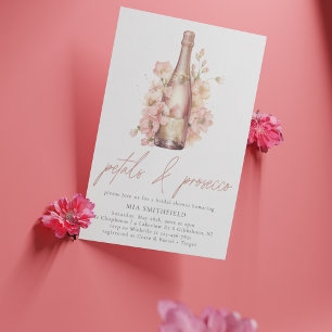 Modern Floral Petals & Prosecco Bridal Shower Invitation