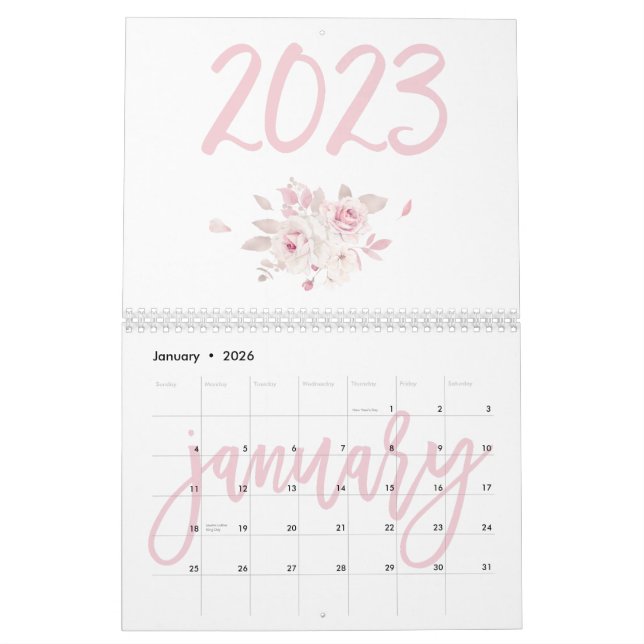 Modern Floral Pink Calendar 2023 (Jan 2026)