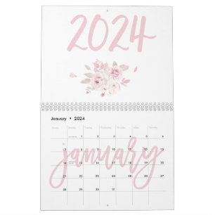 Modern Floral Pink Calendar 2024