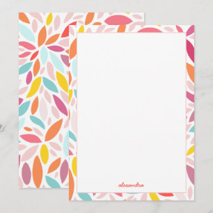 Modern Floral Pink Custom Name Multicolor Pink Thank You Card