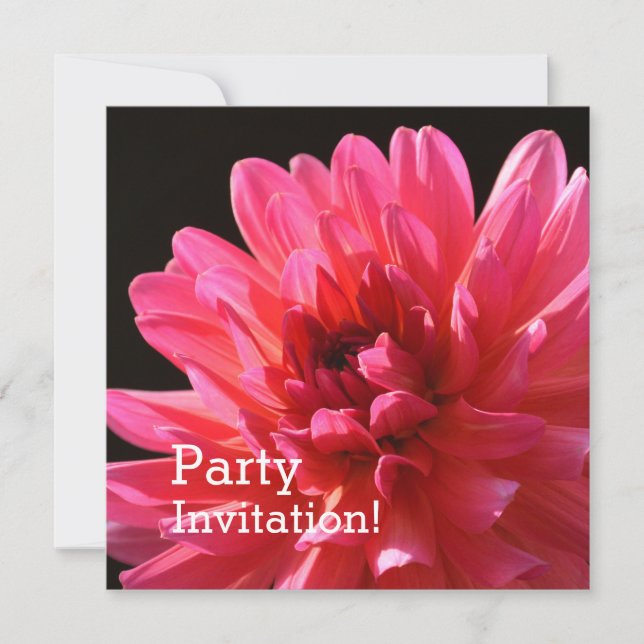 Modern Floral Pink Dahlia Karma Fuchsiana Flower Invitation (Front)