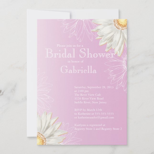 Modern Floral Pink Daisy Bridal Shower Invitation (Front)