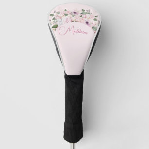 Modern Floral Pink Elegant Feminine Golf Head Cover