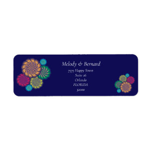 Modern Floral Pink  Mandalas. Blue Return Address Label