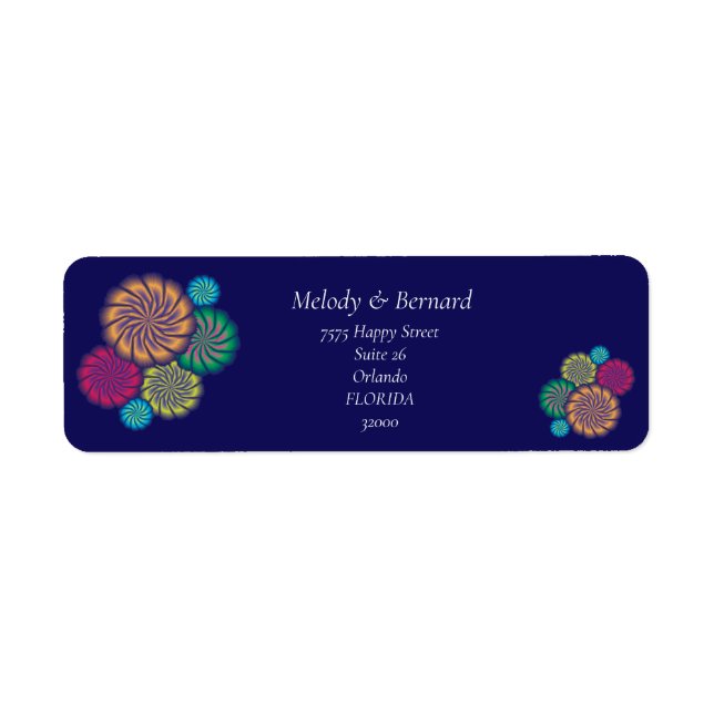 Modern Floral Pink  Mandalas. Blue Return Address Label (Front)
