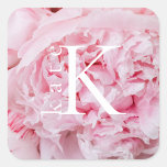 Modern Floral Pink Peony Square Labels<br><div class="desc">This chic peony square label makes a staterment by itself. Use for personalising mailings etc. Easiy to edit with your name & initial or a gift for someone special.</div>