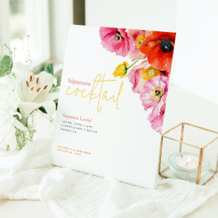Modern Floral Poppy Signature Cocktail Sign