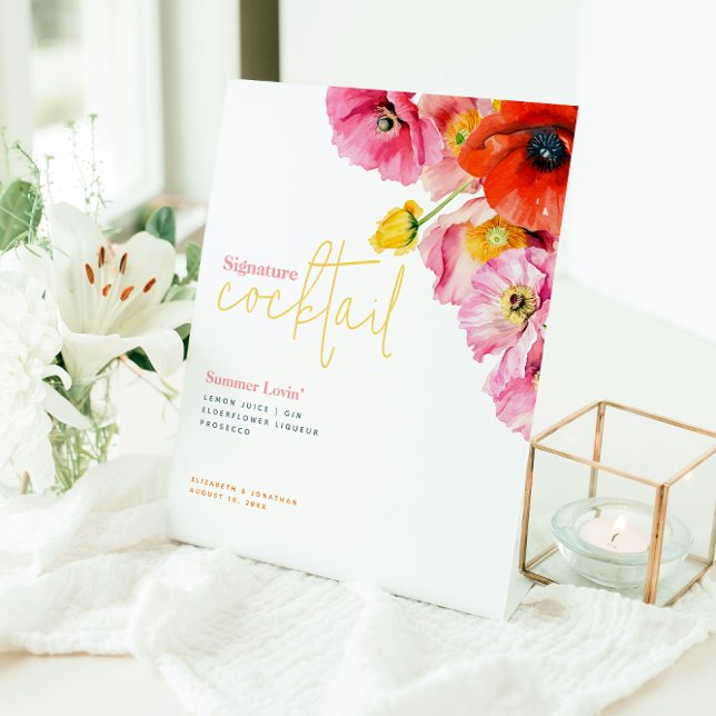 Modern Floral Poppy Signature Cocktail Sign (Creator Uploaded)