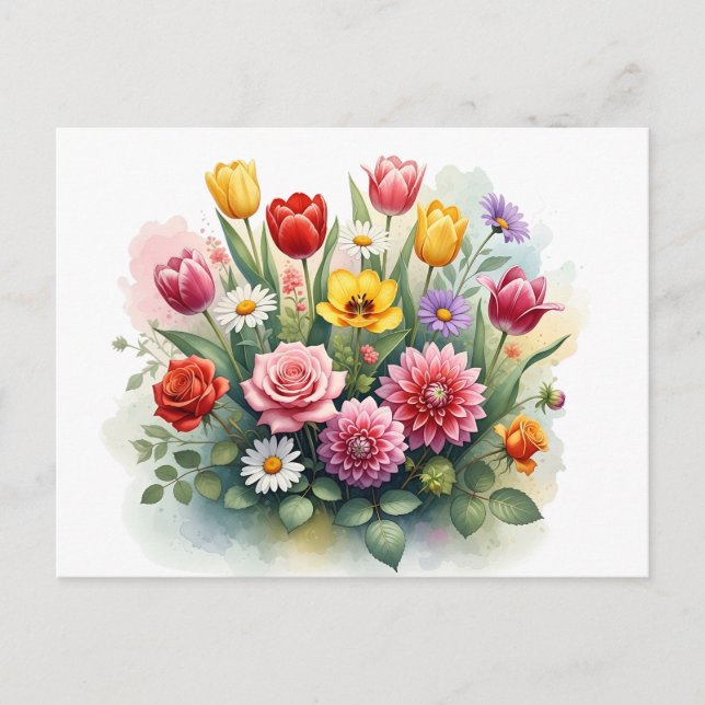 Modern Floral  Postcard (Front)