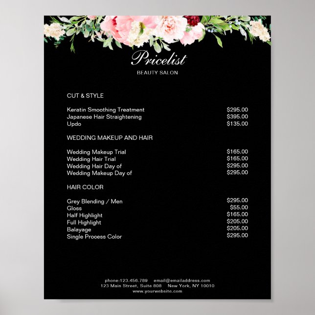Modern Floral Preislisten  Poster (Front)