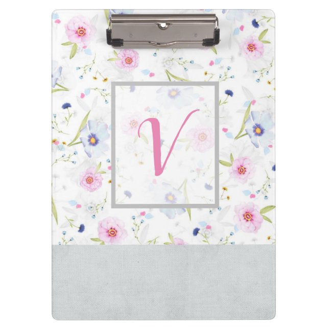 Modern Floral Pretty Botanical Flowers Chic Clipboard (Front)