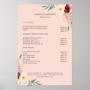Modern Floral Price List Poster