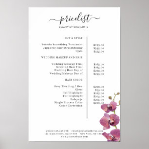 Modern, floral price list Poster