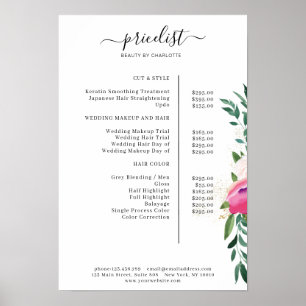 Modern Floral Price List Poster