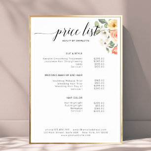 Modern,  floral price list Poster