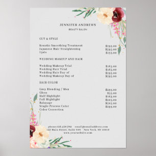 Modern Floral Price List Poster