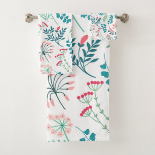 Modern Floral Print Bath Towel Set