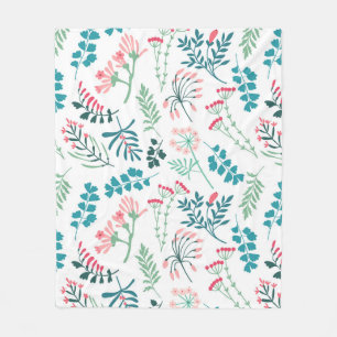 Modern Floral Print Fleece Blanket