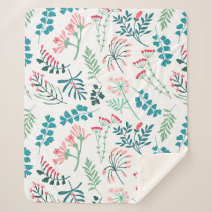 Modern Floral Print Sherpa Blanket