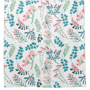 Modern Floral Print Shower Curtain