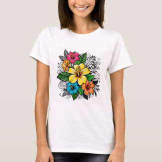 Modern Floral Print Women's Tee | Multi-Colour