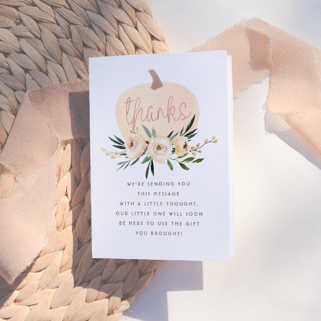 Modern Floral Pumpkin Baby Shower Thank You Card (Creator Uploaded)
