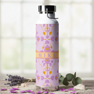 Modern Floral Purple And Lilac Water Bottle