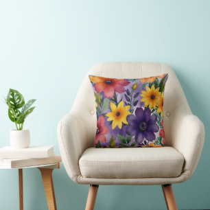Modern Floral Purple Cushion