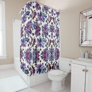 Modern Floral Purple Shower Curtain