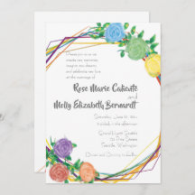 Modern Floral Rainbow Geometric Wedding