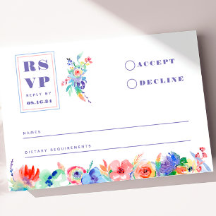 Modern Floral Rainbow LGBTQ Wedding RSVP Card
