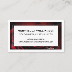 Modern Floral Red Rose Christian Business Card
