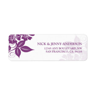 Modern Floral Return Address Label (purple/white)