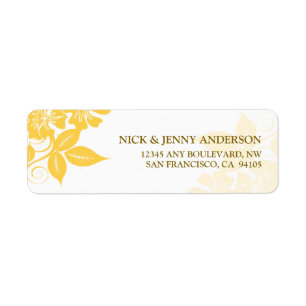 Modern Floral Return Address Label (yellow/white)