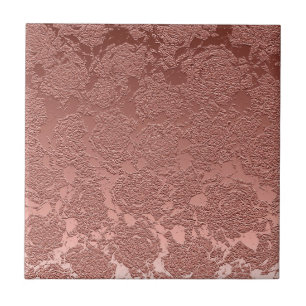 Modern Floral Rose Gold Pink Pattern Ceramic Tile