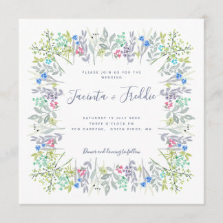 Modern floral rustic boho watercolor Wedding Invitation