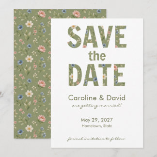 Modern Floral Sage Green Simple Wedding Save The Date