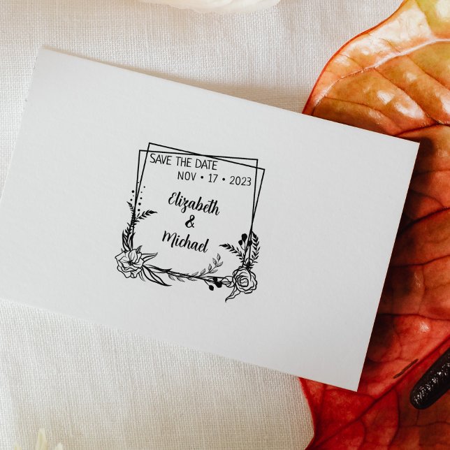 Modern Floral Save the Date Wedding   Rubber Stamp (Creator Uploaded)