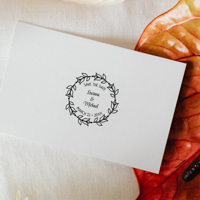 Modern Floral Save the Date Wedding    Rubber Stamp (Creator Uploaded)