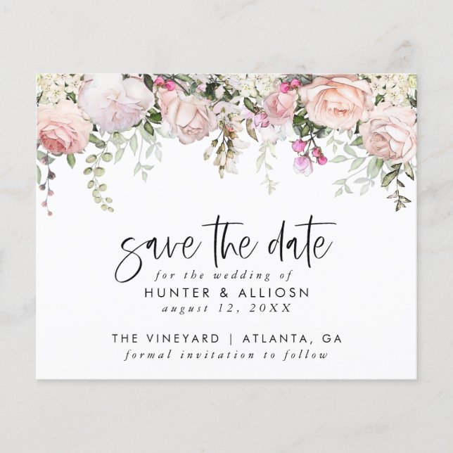 Modern Floral Save The  Save The Date | Budget Fly Flyer (Front)