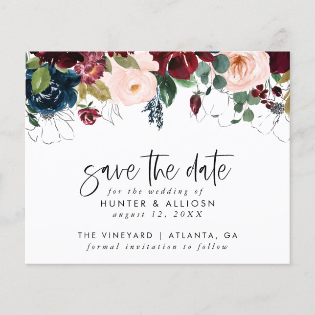 Modern Floral Save The  Save The Date | Budget Flyer (Front)