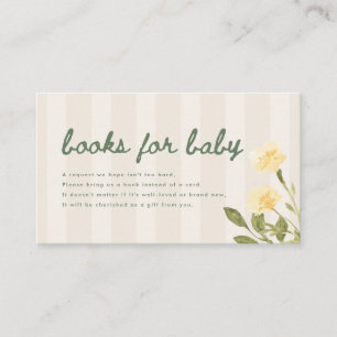Modern Floral Script "Books for Baby" Shower Enclosure Card