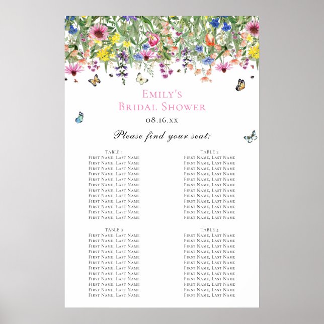 Modern Floral Seating Chart (Front)