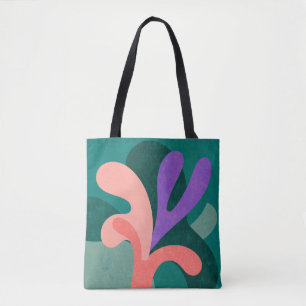 Modern Floral Shape Tote Bag – Bold Colour Botanic